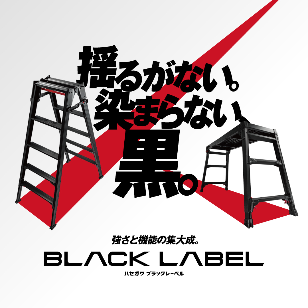 長谷川工業 はしご兼用伸縮脚立 RYZB-15 5尺 ブラック　 脚部伸縮式（高さ調整最大31cm）天板高さ：1.31〜1.63m 黒 ハセガワ